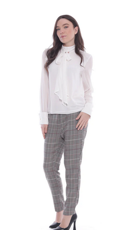 Pantalone Sigaretta Con Elastico Dietro Principe di Galles