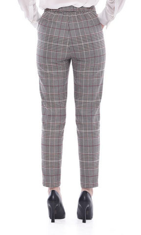 Pantalone Sigaretta Con Elastico Dietro Principe di Galles