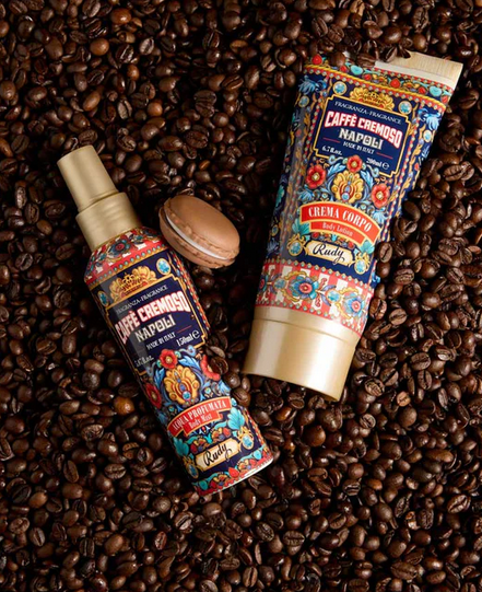Scatola regalo con Rudy Acqua profumata 150 mL + Crema corpo idratante 200 mL Gourmand Edition Caffè Cremoso