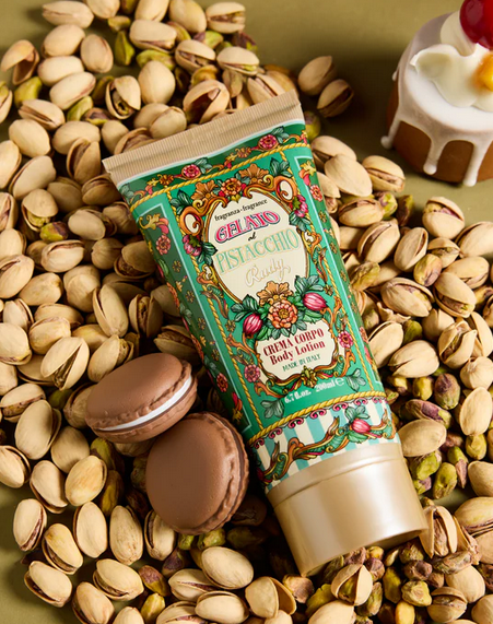 Scatola regalo con Acqua profumata 150 mL + Crema corpo idratante 200 mL Gourmand Edition Gelato al Pistacchio