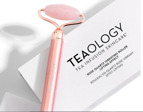 Teaology Vibrating Face Roller massaggiatore per il viso in quarzo rosa